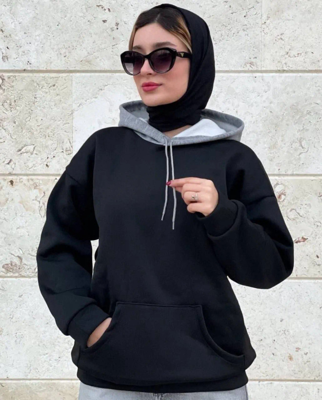هودی وارداتی کلاه طوسی کاپلی