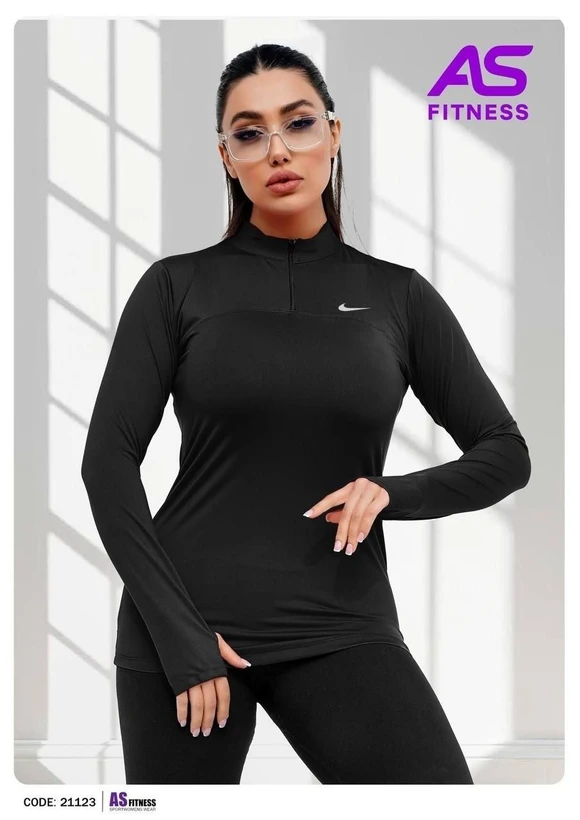 بولیز باشگاهی نیم زیپ آستین فینگردارAS Fitness