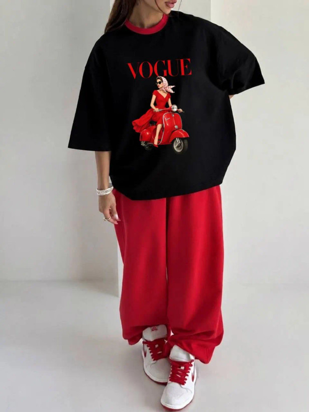 ست باکسی VOUGE و شلوار جاگر پنبه یکرو نخ28