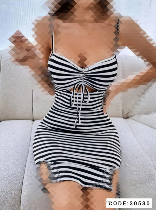 تونیک زنانه راه راه جلو گتدار