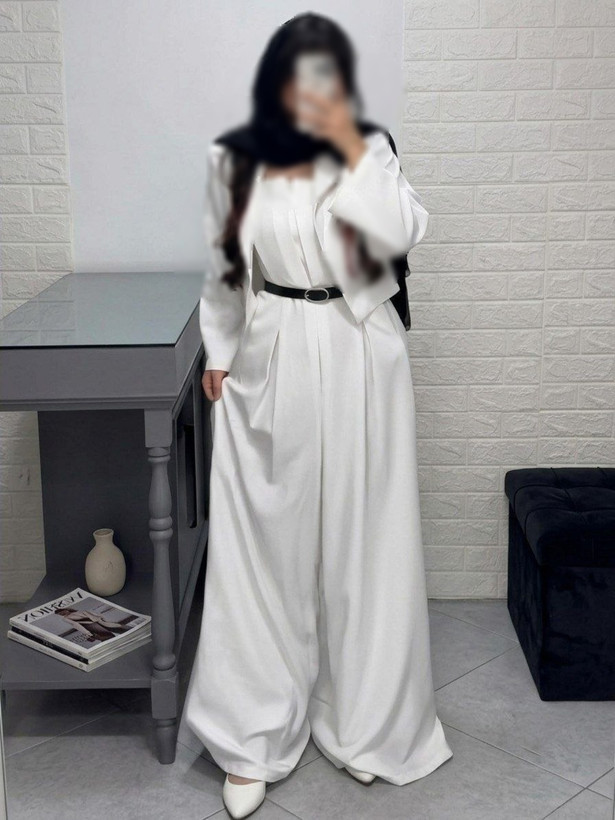 ست جذاب کت و سارافون یقه دلبر زنانه