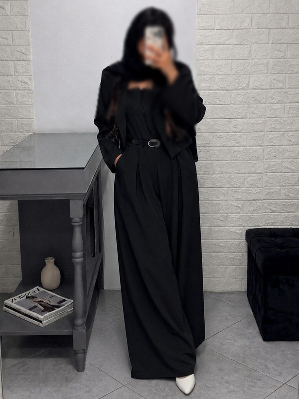 ست جذاب کت و سارافون یقه دلبر زنانه