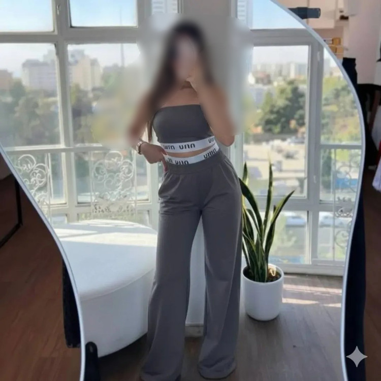ست وارداتی ترند کراپ شلوار MIU MIU گلکسی پنبه اعلا
