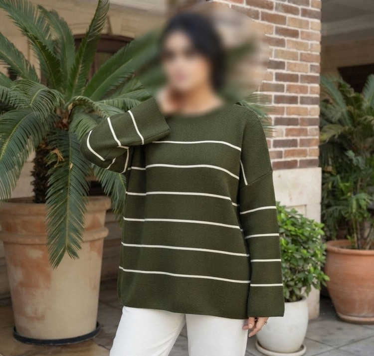 بلوز بافت راه راه زنانه اکرلیک