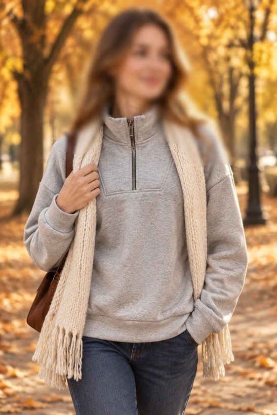 پلار نیم زیپ یقه دار